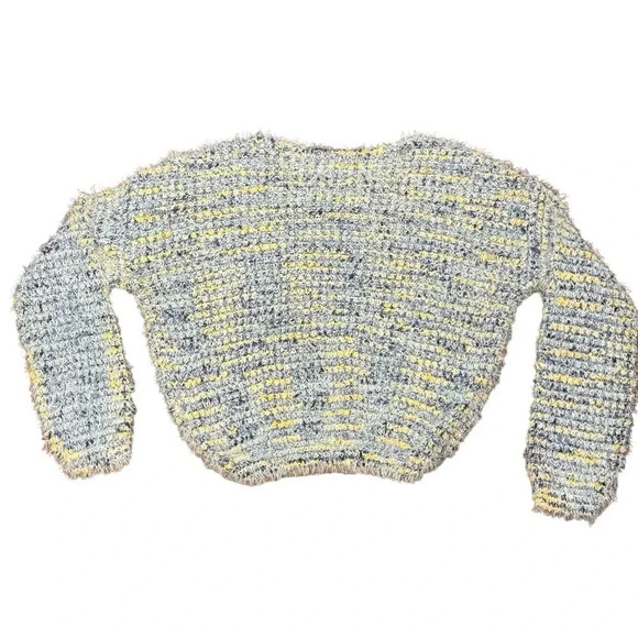 New Made with Love Lush Soft Fuzzy Blue Yellow Multi Color Sweater Women’s M - Picture 5 of 10
